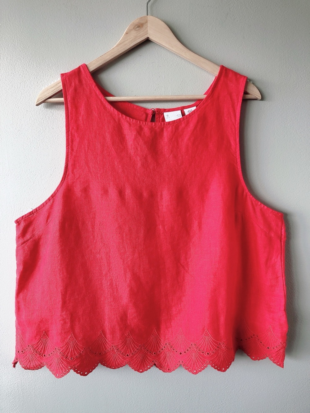 C&C California 100% linemen Red Scalloped Tank Top lightweight shirt Xl